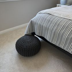 Title Gray Knitted Pouf