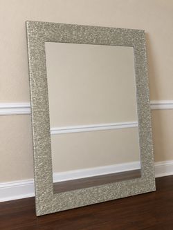 Large Wall Mirror with Silver Textured Frame
