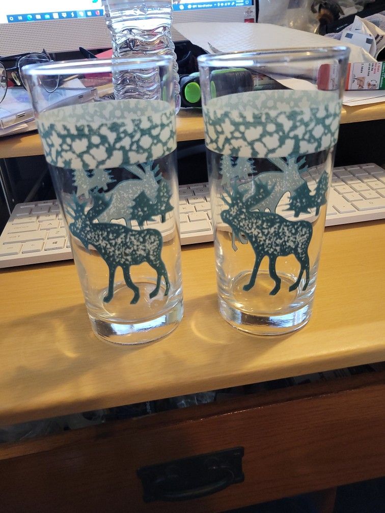 Vintage Folk Craft Moose Country 14 Oz Tumblers
