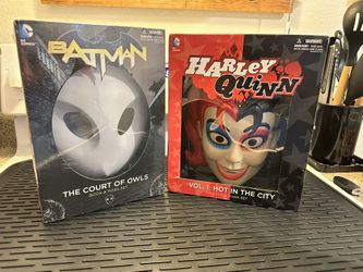 Harley Quinn And Joker Mask And Comic Book 
