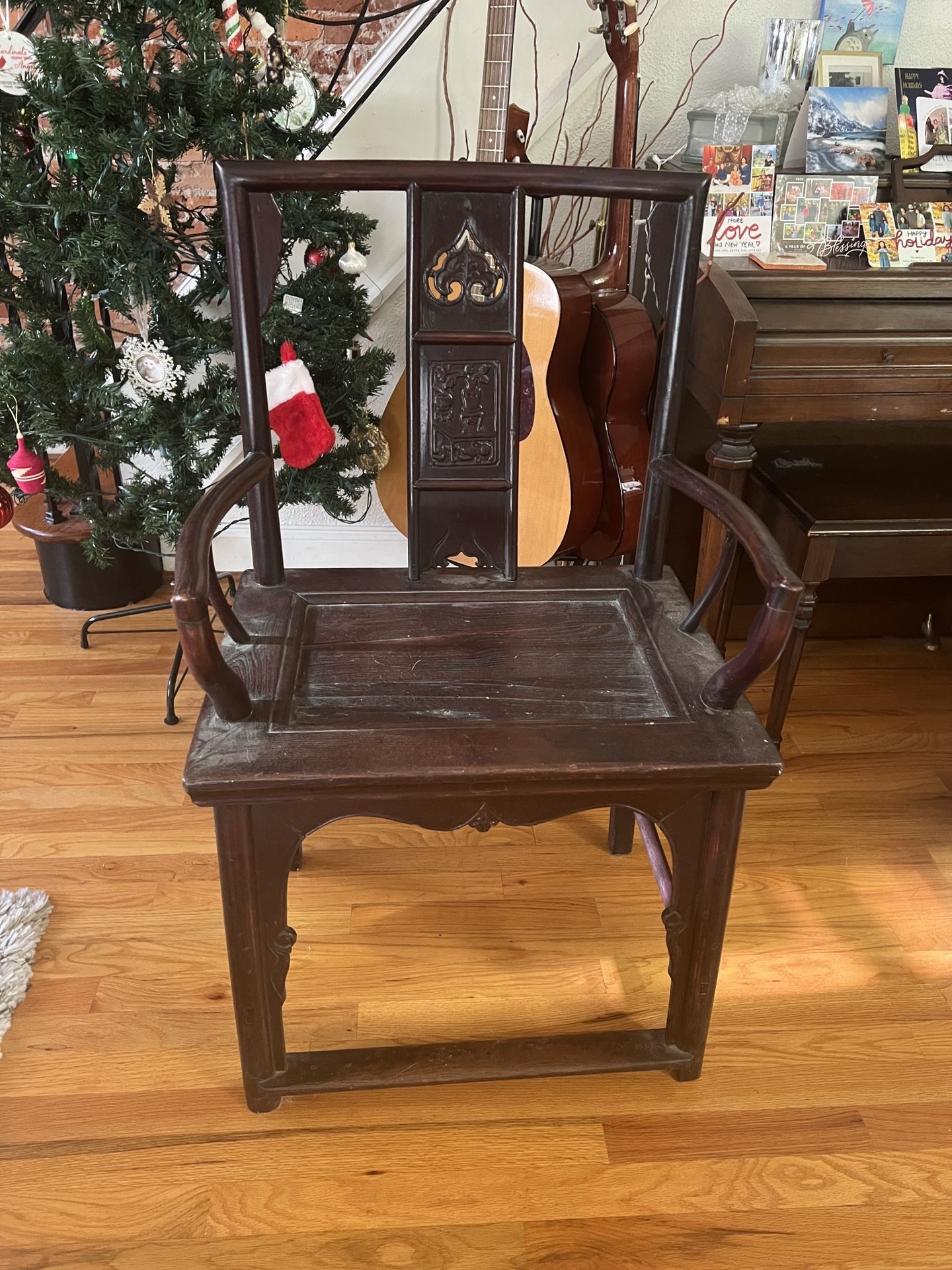 Antique High Yoke Back Solid Wood Chair