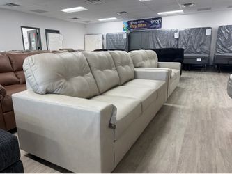 Beige Leather Sofa & Loveseat-Brand New