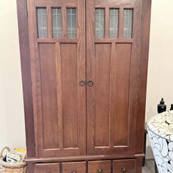 Craftsman Wood Armoire For Crafts, Sewing, Storage