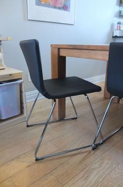 IKEA BERNHARD Dining Chairs – Set of 4 | Espresso Brown Leather + Chrome