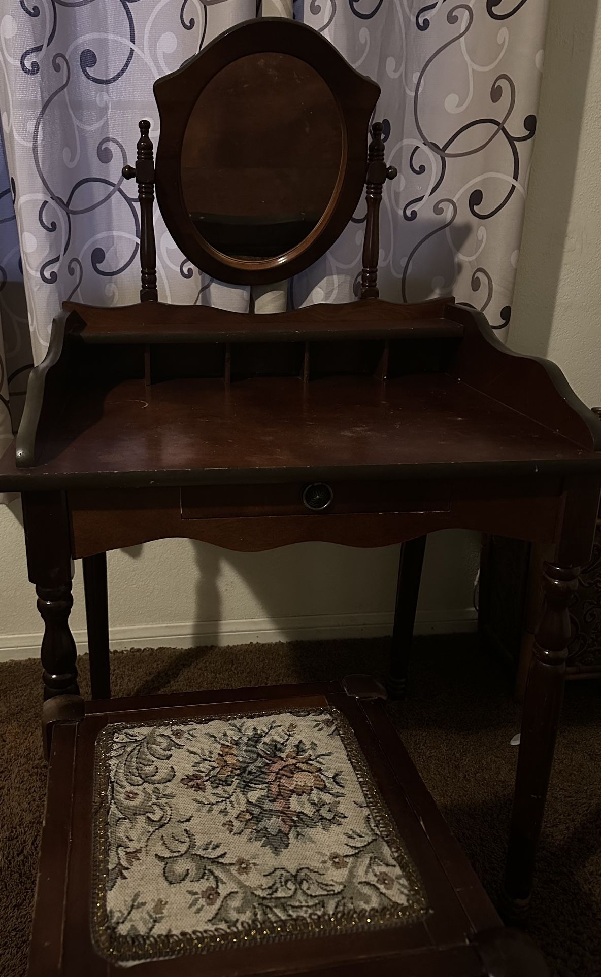 Wooden Vanity with Stool