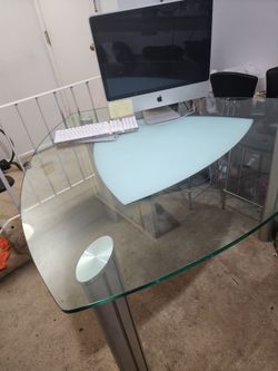 Onyx Metal Counter Height Triangular Glass Dining Table