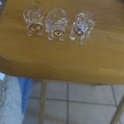 Pigs. Set Of Three.$4. Glass With Gold Trim. No Cracks, No Chips.