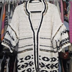 Anthropologie Margot Fringed Poncho Sweater - Oversized XS/S