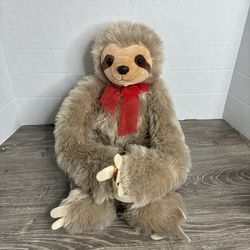 19" Brown Sloth With Red Bow Tie Soft Cuddly