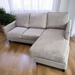 Modern 80” Light Gray L-Shape Sofa with Chaise