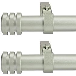 2 Pack Silver Curtain Rods for Window 48-84 inch(4-7 Feet)