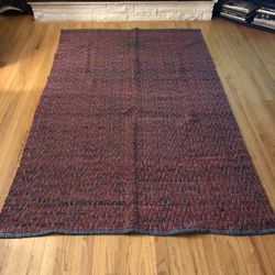 Red Navy Chenille Rug