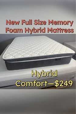 New Full Size Memory Foam Hybrid Mattress