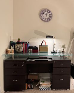 Study Table Office Desk With Glass Top 55x28
