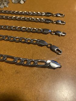 Chain link and Figaro bracelets, five and on