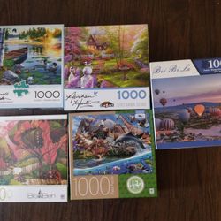 Lot Of 5 Jigsaw Puzzles Buffalo,big Ben