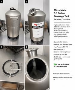 Micro Matic 5.3 Gallon Stainless Steel Beverage Tank