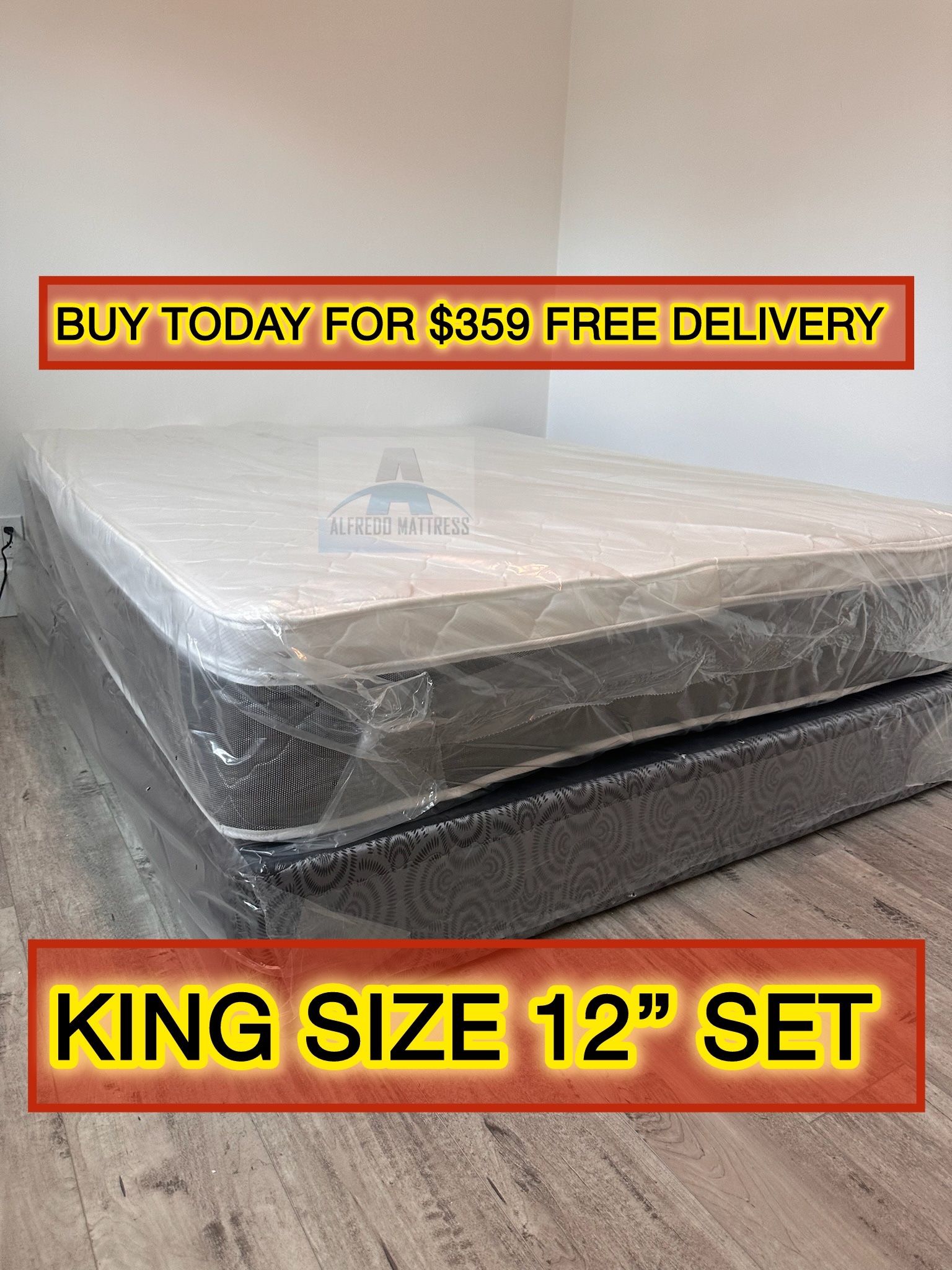 King mattress pillow top and box spring set (2pc brand new)