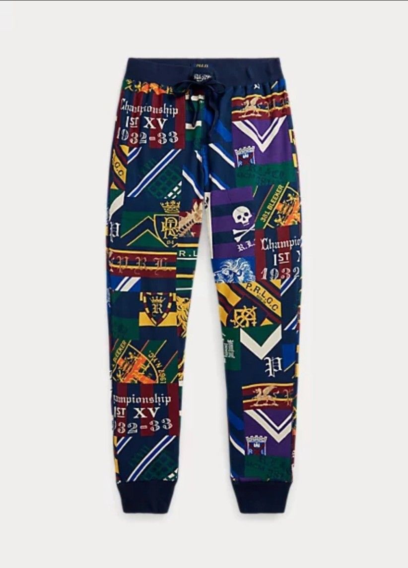 Polo Ralph Lauren Print Waffle-Knit Sleep Jogger Blue Green Multi Size M