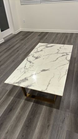 Marble Top Coffee Table with Gold Base