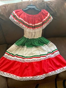Mexican Folklorico Dress Red White Green