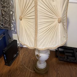 Antique Table Lamps White Frosted Glass /Brass 