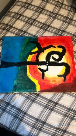 Abstract painting creature tree landscape