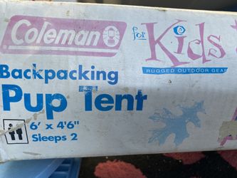Coleman Backpacking Pup Tent For Kids 6' X 4' 6" Sleeps 2