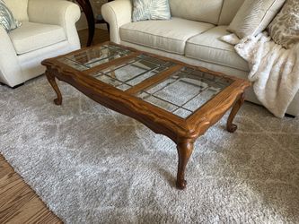 Wood & Beveled Glass Coffee Table