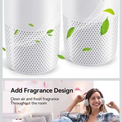 Paquete de 2 purificadores de aire YARIKI para dormitorio y hogar con función de aromaterapia, purificador de aire pequeño con control de velocidad de