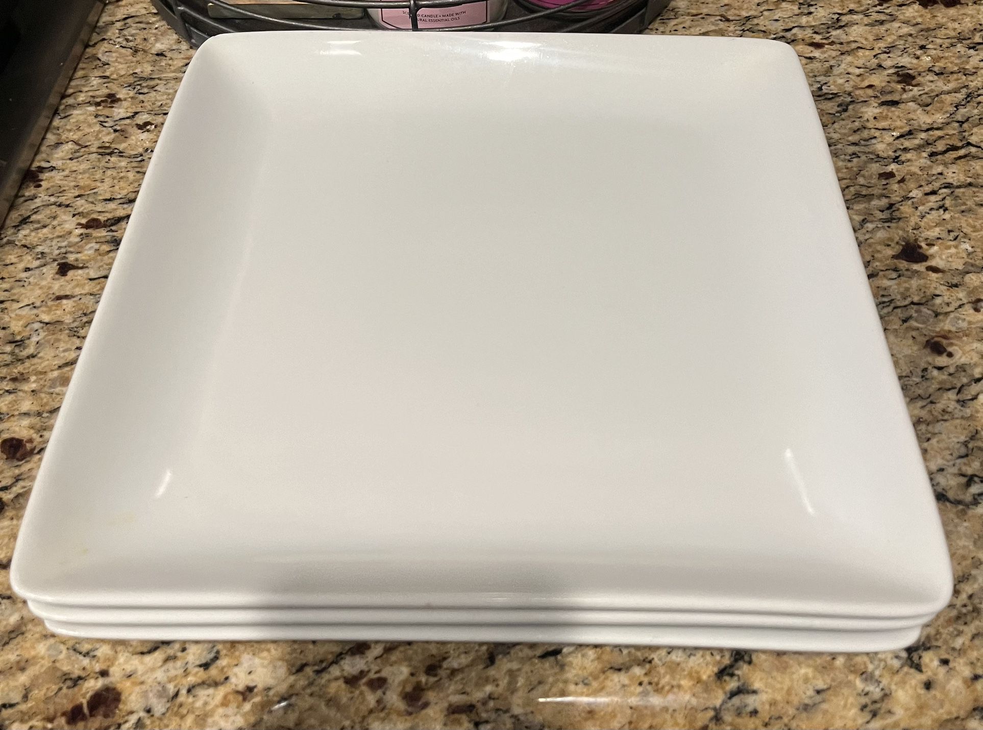 8 White square Plates