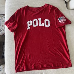 Polo Ralph Lauren Vintage Shirt Red White Size Large