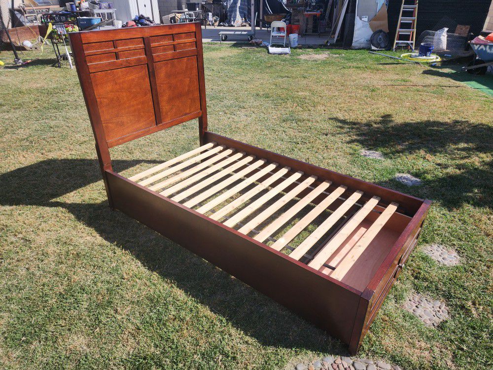 Twin Bed Frame with Single Drawer