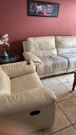 Leather sofa & tv