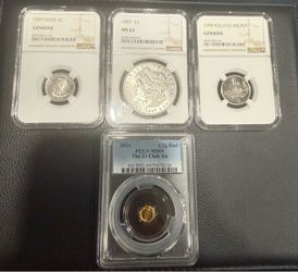 .9999 Fine  Gold 1/2 gram PCGS and NGC Morgan Silver dollar