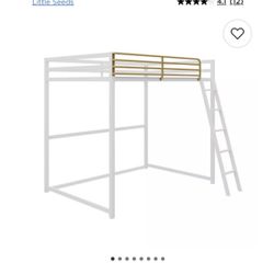 Little Seeds White & Gold Twin Loft Bed w/ Mattress