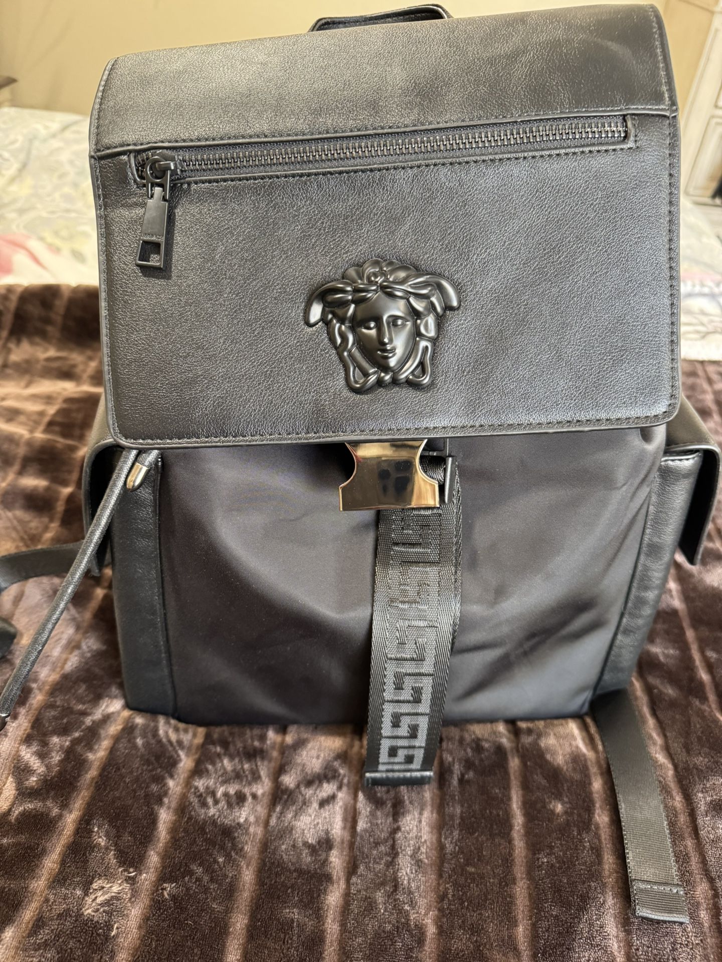 Full Size Men’s Backpack Nylon And Genuine Leather