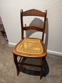 Vintage Wood Chair with Cane Seat