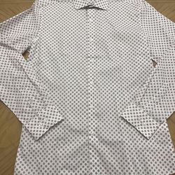 Bar lll Shirt Mens Slim Fit Stretch white/pink/black pattern dress shirt Size medium 