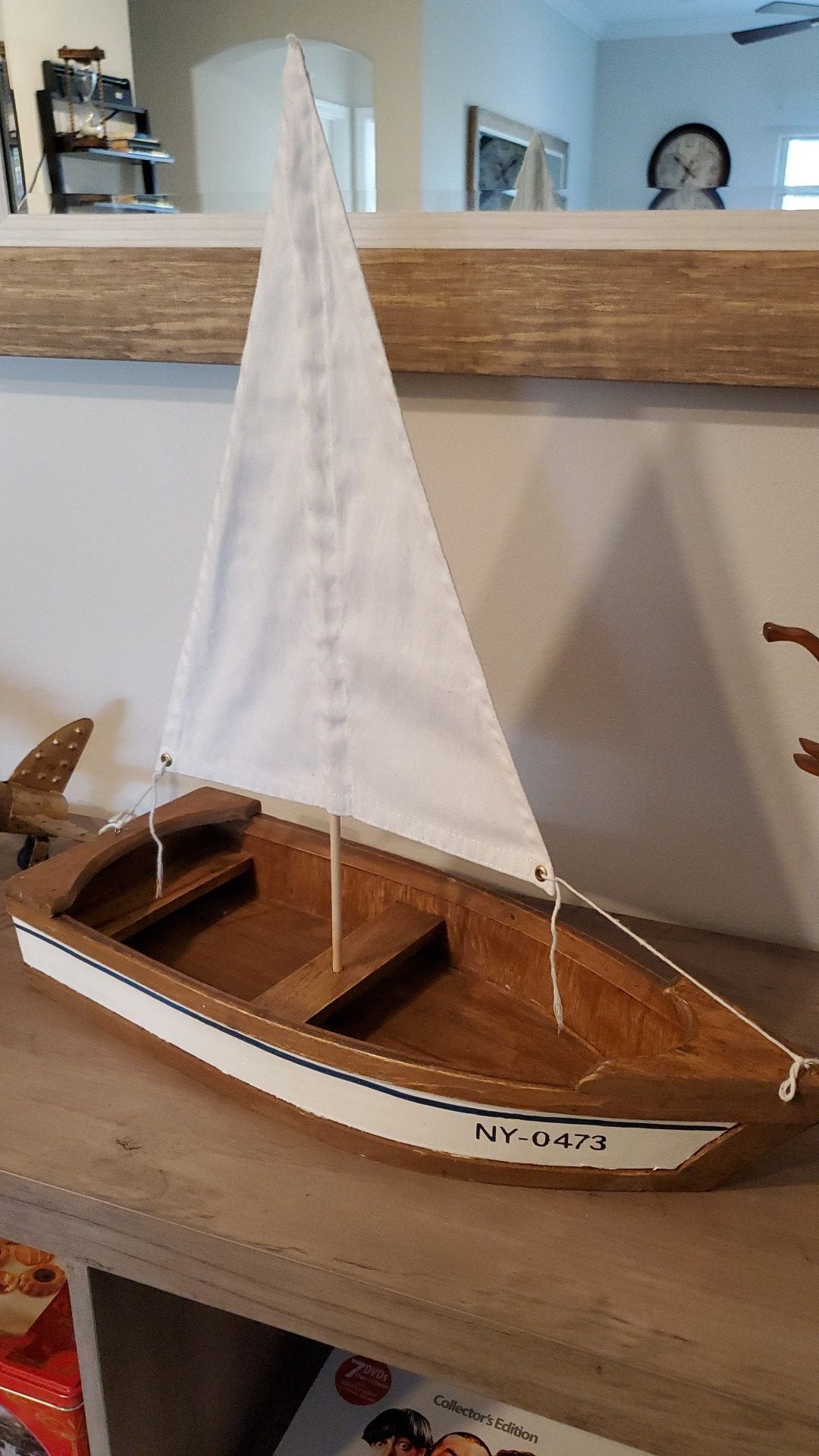 Handmade wooden sailboat