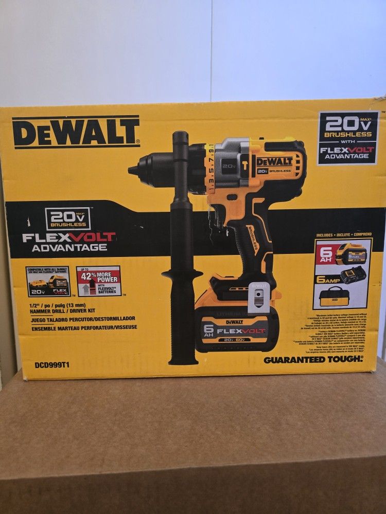 DEWALT 20V MAX Brushless 1/2 in. Hammer Drill/Driver w/ FLEXVOLT ADVANTAGE & FLEXVOLT 6 Ah Battery