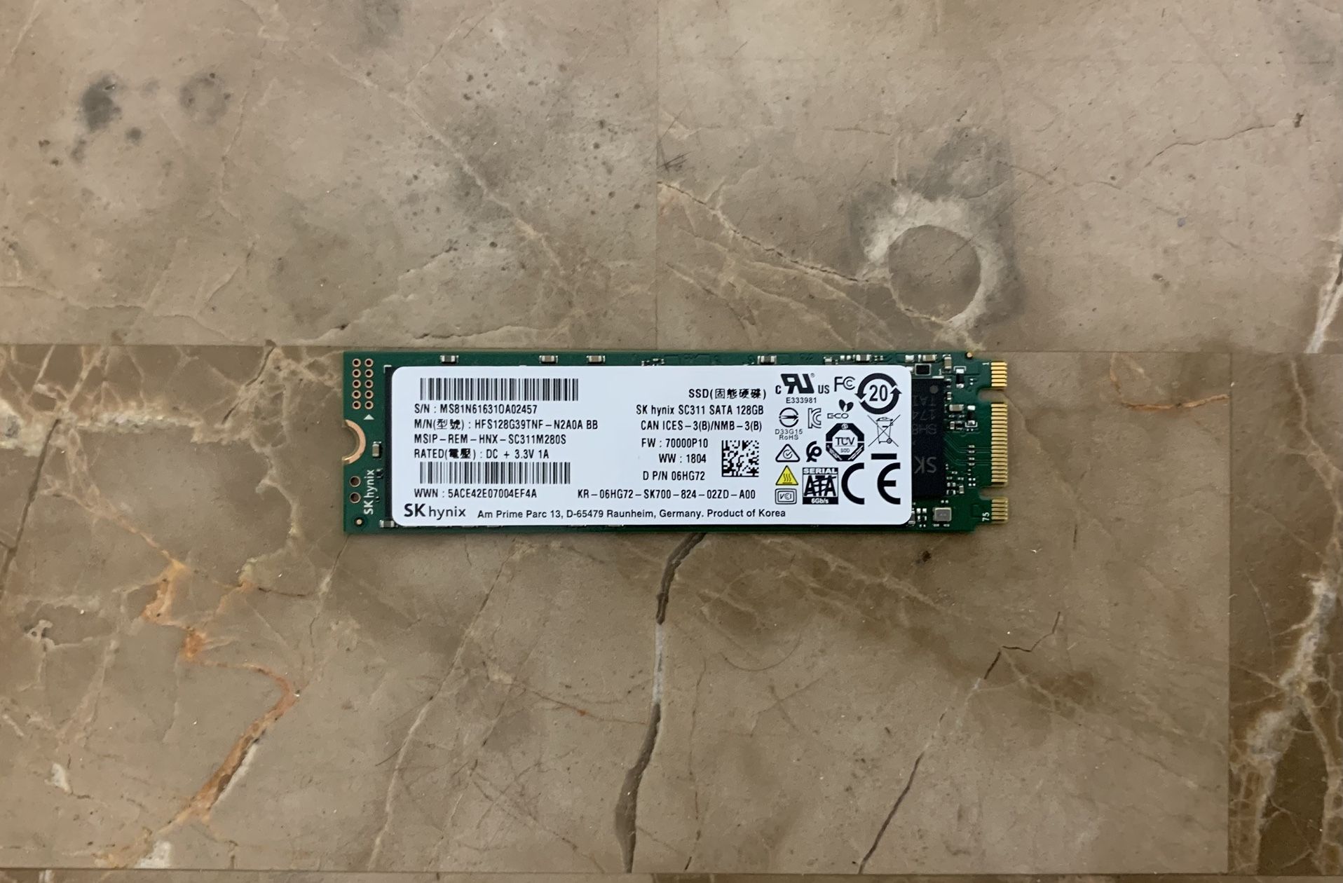 SK Hynix / Micron / SanDisk 128GB M.2 2280 SSD for laptop, desktop computer or compatible devices