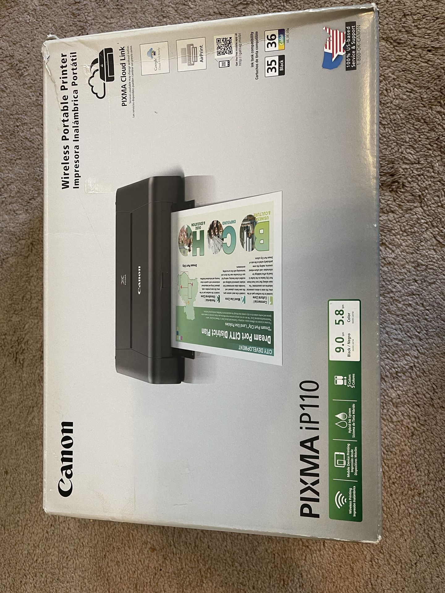 Canon Pixma iP110 Wireless Mobile Printer With Airprint And Cloud