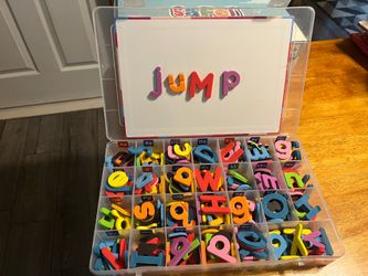 Magnetic foam, alphabet letters and whiteboard