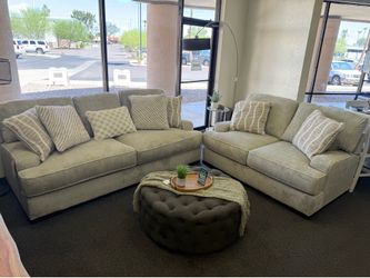 Ashley super deep sofa and loveseat in beige performance fabric
