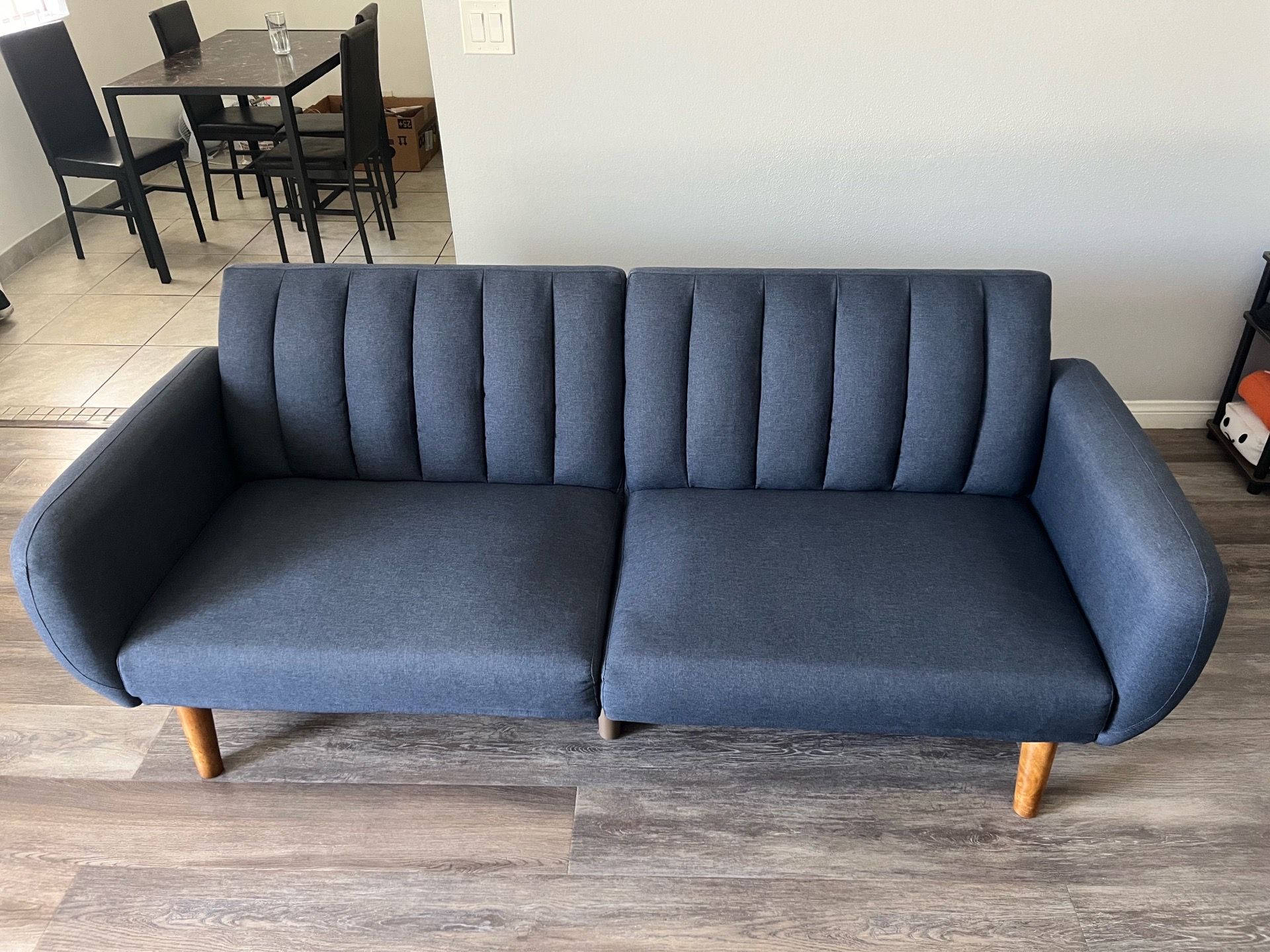 Navy Blue Linen Couch/Sofa Futon