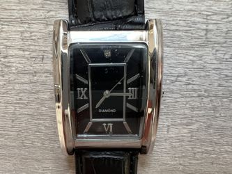 FMD Silver & Black Dress Watch - New Battery - Diamond Accent