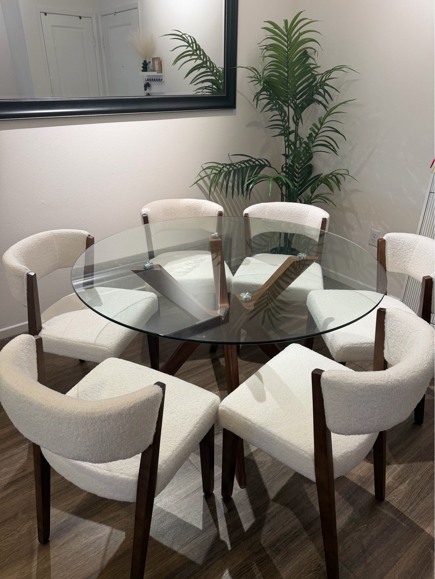 Modern Glass Dining Table Set + 6 Chairs