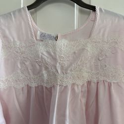Collette By Miss Elaine Adaptive Open Back Nightgown Pink Satin Cotton Sz Large
