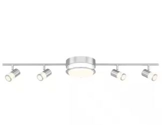 Hampton Bay Greyrock 4-Light Brushed Nickel LED Fixed Track Lighting Kit